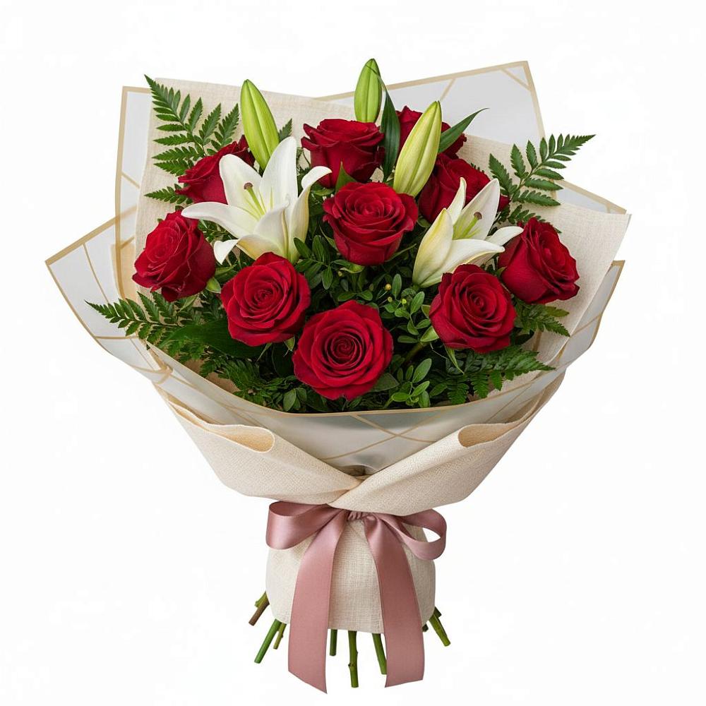 Букет цветов из: Лилии и Розы в Горки