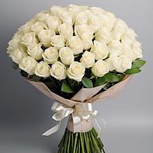 Букет 101 беля роза Белоснежка в Горки