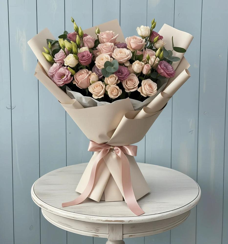 Букет цветов из: Розы и Лизиантусы в Горки