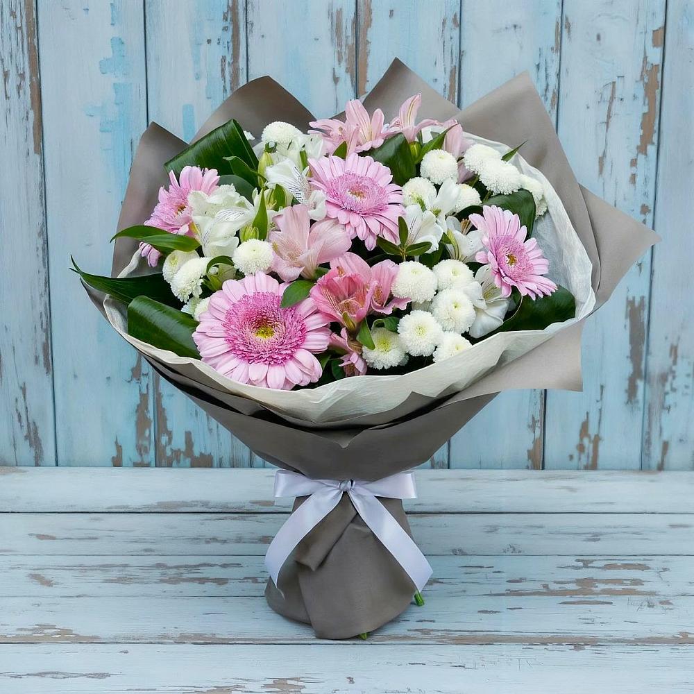 Букет цветов из: Герберы, Альстромерии и Хризантемы в Горки