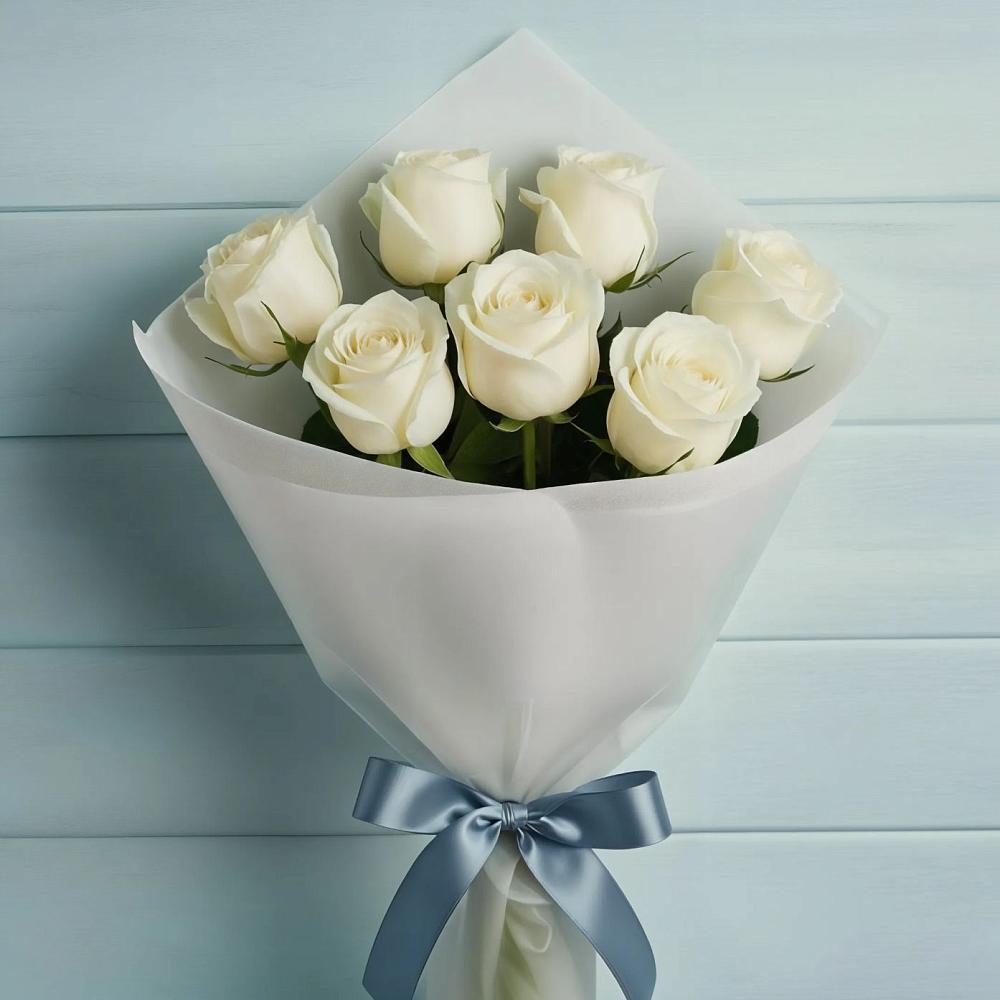 Букет 7 Белых роз Эдлесс Лав в Горки