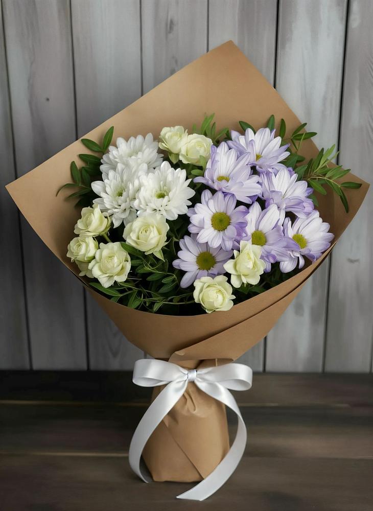 Букет цветов из: Хризантемы и Розы в Горки
